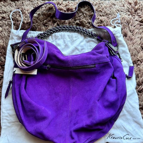 Kenneth Cole purple suede Handbag (matching suede belt new -additional $30) - Picture 1 of 6